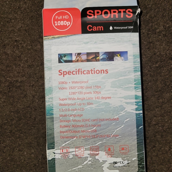 Sports Cam 1080p Waterproof 30M Camera - Picture 3 of 4